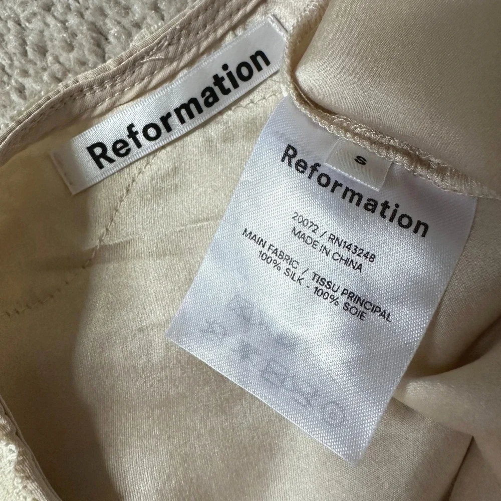 Reformation Romano Top 100% Silk Cream S